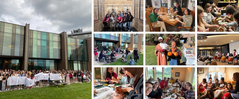 groups of students participating in a variety of programs- house dinner, pumpkin carving, craft night, Matcha making